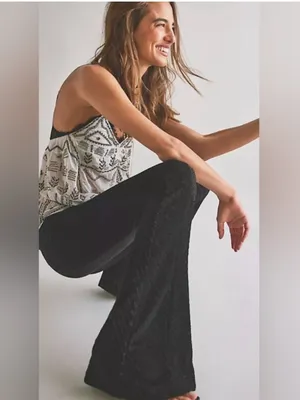Free People Penny Pull-On Velvet Flared Pants Size L Whimsigoth thumbnail 2