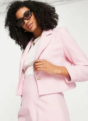 Zara NWT  Textured pink Crop Blazer. thumbnail 4