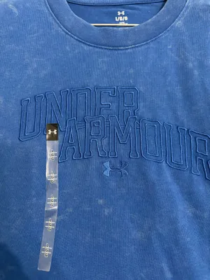 Under Armour Ladies Heather Wash Blue Cropped Logo Tee thumbnail 2