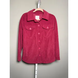 Avec Les Filles Corduroy Button-Up Jacket Shirt Pink M‎ French Girl Layering thumbnail 2
