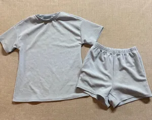 Unbranded Light Blue Ribbed 2 Piece‎ Lounge Set Size S Short Sleeve Tee Shorts thumbnail 1