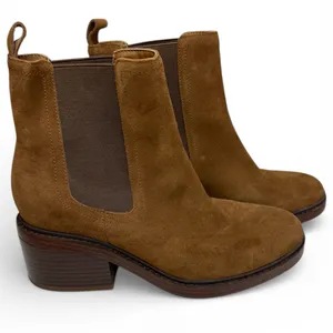 MARC FISHER Womens Brown Heel Pull-Tab Modesty Suede Leather Chelsea Boot 8 M thumbnail 1