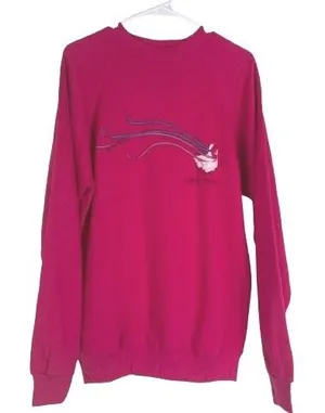 Vintage 80s Hanes Lake Tahoe Goose‎ Graphic Sweatshirt Pink Made in USA Large thumbnail 1