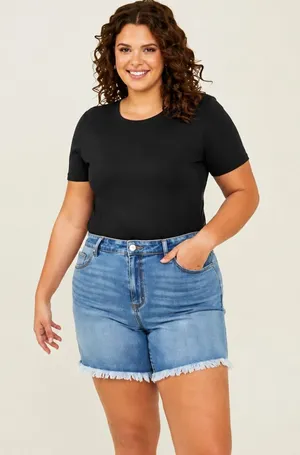 Arula Lex Fray Hem Shorts Medium Blue NWT 16W thumbnail 1