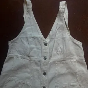 Davi & Dani White Button Front Pinafore Overall Dress Medium thumbnail 2