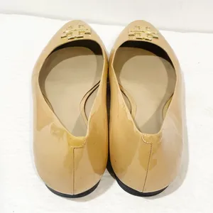 Tory Burch Size 10.5 Raleigh Patent Leather Ballet Flats‎ BEIGE Almond Toe thumbnail 4