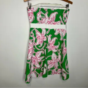 Lilly Pulitzer strapless lily print dress‎ green pink white womens size 2 thumbnail 6