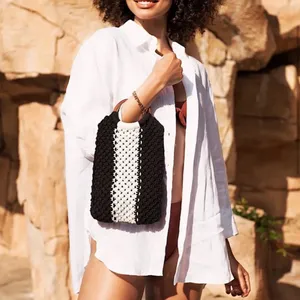 Laude‎ The Label Gabby Black Cream Macrame Bag thumbnail 10