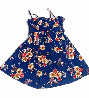 SheIn Maternity Navy Floral Spaghetti-Strap Sun Dress thumbnail 1