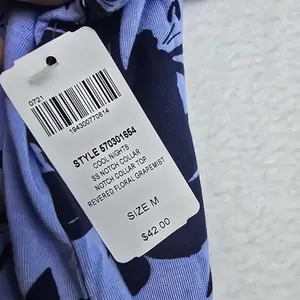 Soma -1969 NWT Cool Nights Pajama Top Blue Floral Short‎ Sleeve Shirt Medium thumbnail 4