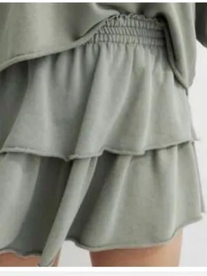 aerie Sage Green Elastic-Waist sweatshirt style skirt size L thumbnail 2