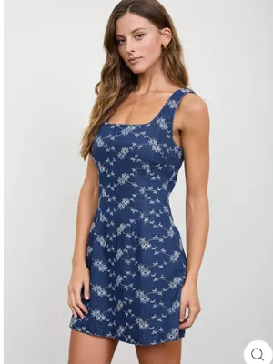 Blu Pepper Floral Embroidered Denim Mini Dress – Small (NWT) thumbnail 5