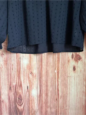 J. Crew Factory Navy Blue Swiss Dot Split Neck Ruffle Trim Blouse Size M thumbnail 6