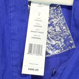 Theory Mistina Dress Sleeveless Drawstring‎ Waist Bright Violet Size 4 READ thumbnail 7
