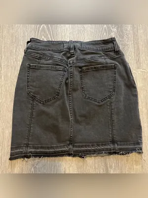 Pac Sun Black Charcoal Lightly Distressed Jean Denim Skirt Size 23 Stretch thumbnail 2