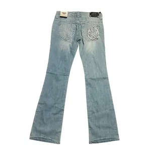 Harley-Davidson NWT Curvy Boot Cut Jeans Skull Embellished, Light Wash (Size: 0) thumbnail 2