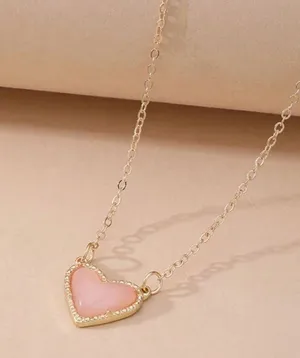 Peach Heart Pendant Necklace Gold thumbnail 2