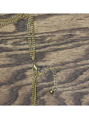 NEW Layered Flower Gemstone Bib Multi Strand Necklace Gold / Green 20" + 3" thumbnail 3