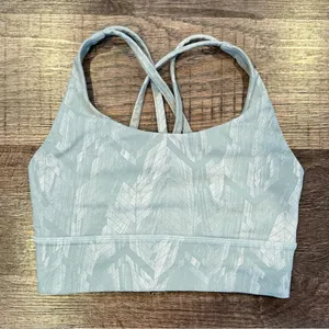 Lululemon Energy Longline Sports Bra Light Green Size 4 Excellent Condition thumbnail 1