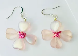 Pink Frosted Hearts Flower Shaped Earrings thumbnail 1