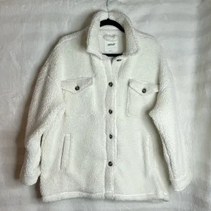 Aerie Dream Sherpa Jacket Oversized Fall Winter Cozy Button Down - Size Large thumbnail 1
