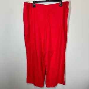 J. Jill Pimento Red 100% Linen Wide Leg Elastic Waist Pants NWT Women's Large thumbnail 6