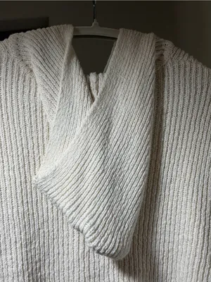 Moon & Madison Knit Hooded Zip Women Sweater in Off-White - L thumbnail 12