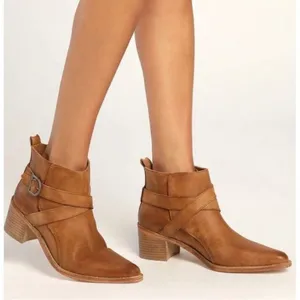 New! Free People Back Loop Heeled Ankle Boot Leather Pointed Toe Bootie Sz‎ 8 thumbnail 1