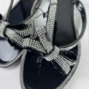 Nicole Miller New York Black Jelly Sandals Rhinestone Bow Bling Slide Size 8 thumbnail 10