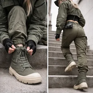 Portland‎ Boot Co JoJo Sage Green Canvas Lug Sole Sneaker Boots Women's 10M thumbnail 2
