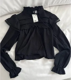 H&M Black Blouse Long Sleeve thumbnail 1