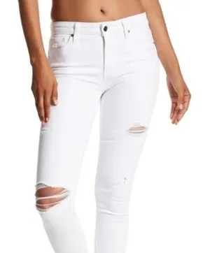 Joe’s Jeans White Distressed Unworn Denim Sz 24 Stretch Low Rise NWOT Ret $164 thumbnail 1