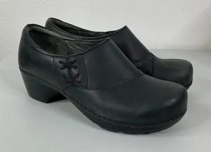 Dansko Black Leather Clogs‎ Size 40 thumbnail 1