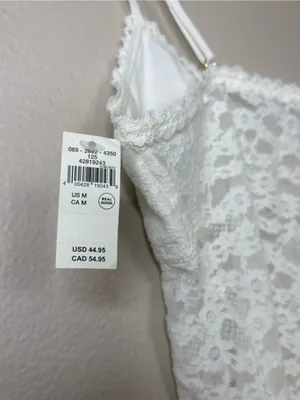 Aerie new show off lace coquette bodysuit crème white summer sexy medium bride thumbnail 7