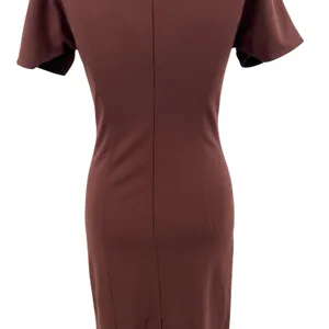 Ottod'Ame Cocoa Sheath Dress Pencil V-Neck Short Sleeve‎ Brown Size US 4 thumbnail 12