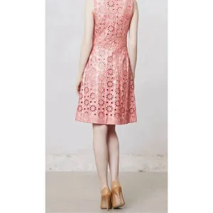 Anthropologie Maeve Coralshine Metallic Eyelet Floral A-Line Sleeveless Dress‎ thumbnail 5