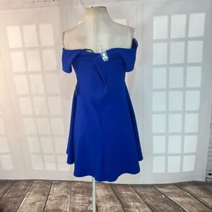 Lulu’s NWT Play the Party Cobalt Blue Off-the-Shoulder Skater Dress size xl thumbnail 9