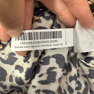 Quince Washable Stretch Silk Notch Collar Blouse, Leopard, M thumbnail 8