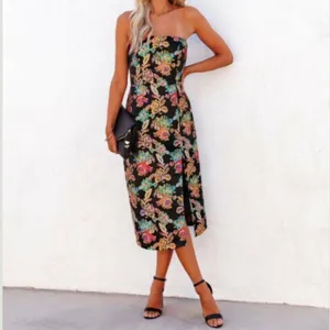 LULUS x OLIA Sexy Wedding Special Event Cocktail Strapless Floral Jaquard Midi thumbnail 2