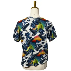 Farm Rio for Anthropologie Aves Graphic Tee Rainbow Macaw Floral Size Medium thumbnail 2