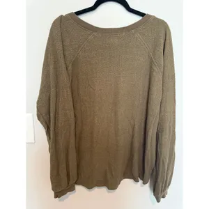 Urban Outfitters Womens V-Neck Sweatshirt Olive Brown High Low Pullover Small thumbnail 3