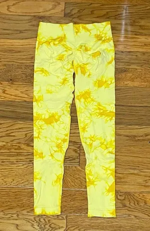 High Waist Yellow Tie Dye Leggings thumbnail 4