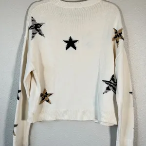 Rails Cream Star Print Crew Neck Sweater Womens M Preppy Classic Casual Cozycore thumbnail 3