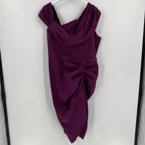 Lavish Alice Mya Midi‎ Dress Size 14 Off Shoulder Cocktail Satin Ruched Purple thumbnail 4