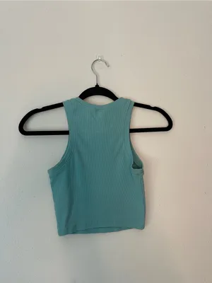 Tilly's Teal Ribbed Cropped Tank thumbnail 2