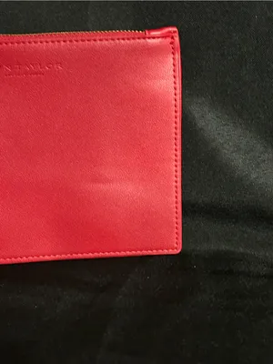 Ann Taylor Red Leather Zip Travel Cosmetic Money Pouch NWT thumbnail 3