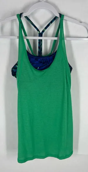 C9 by Champion Green Layered Tank with Blue‎ Strappy Sports Bra thumbnail 1
