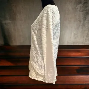 Cloth & Portrait White Knit Long Sleeve Top Floral‎ Lace Hem Tunic Small thumbnail 3