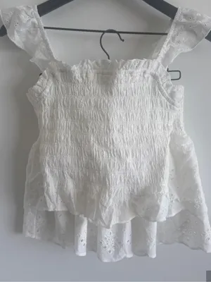 Kirious White Eyelet Ruffle White Skirt Set thumbnail 3