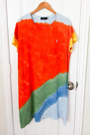 Polo Ralph Lauren Tie Dye Cotton Jersey Tee Dress Size XXL thumbnail 1